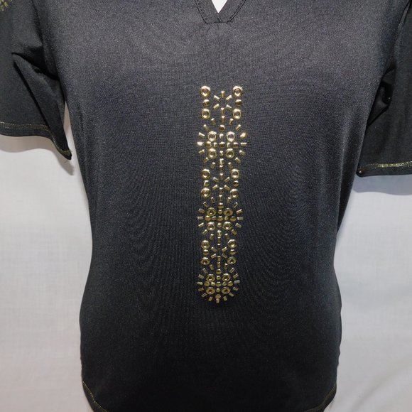 Nancy Lopez Womens S Desert Dry Black with Gold Detail Golf polo Shirt - Picture 3 of 9